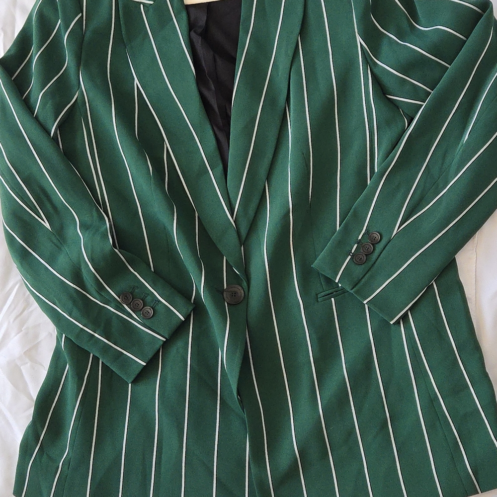 H&M Emerald Striped Blazer